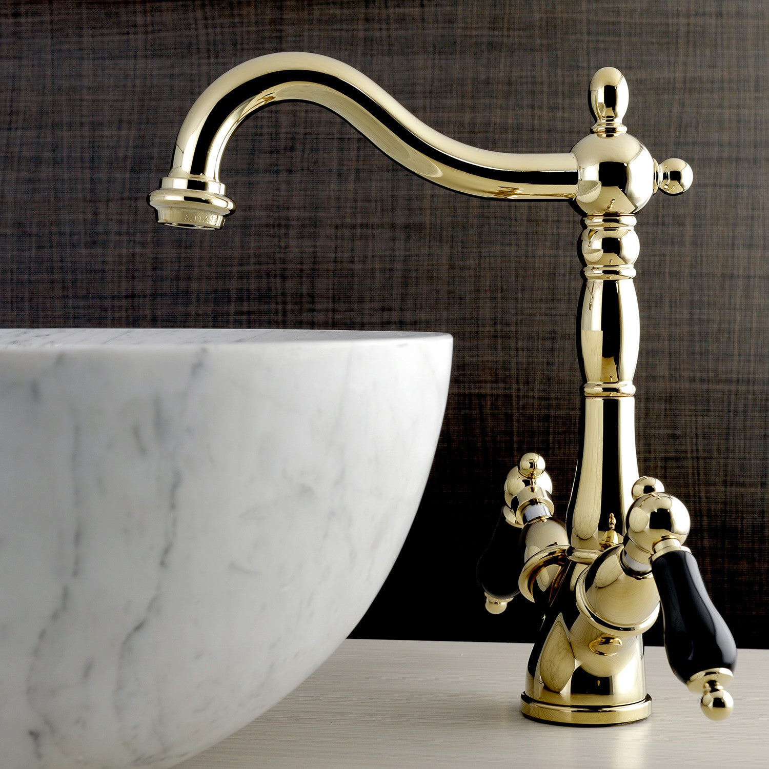Kingston Heirloom KS1492PKL - Duchess Two-Handle 1-or-3 Hole Deck Mount Vessel Faucet, Polished Brass — thumbnail 2